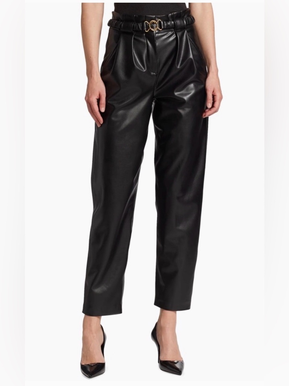 Veronica Beard Sz Coolidge Black Faux Leather belted Pants- worn once- perfect!!